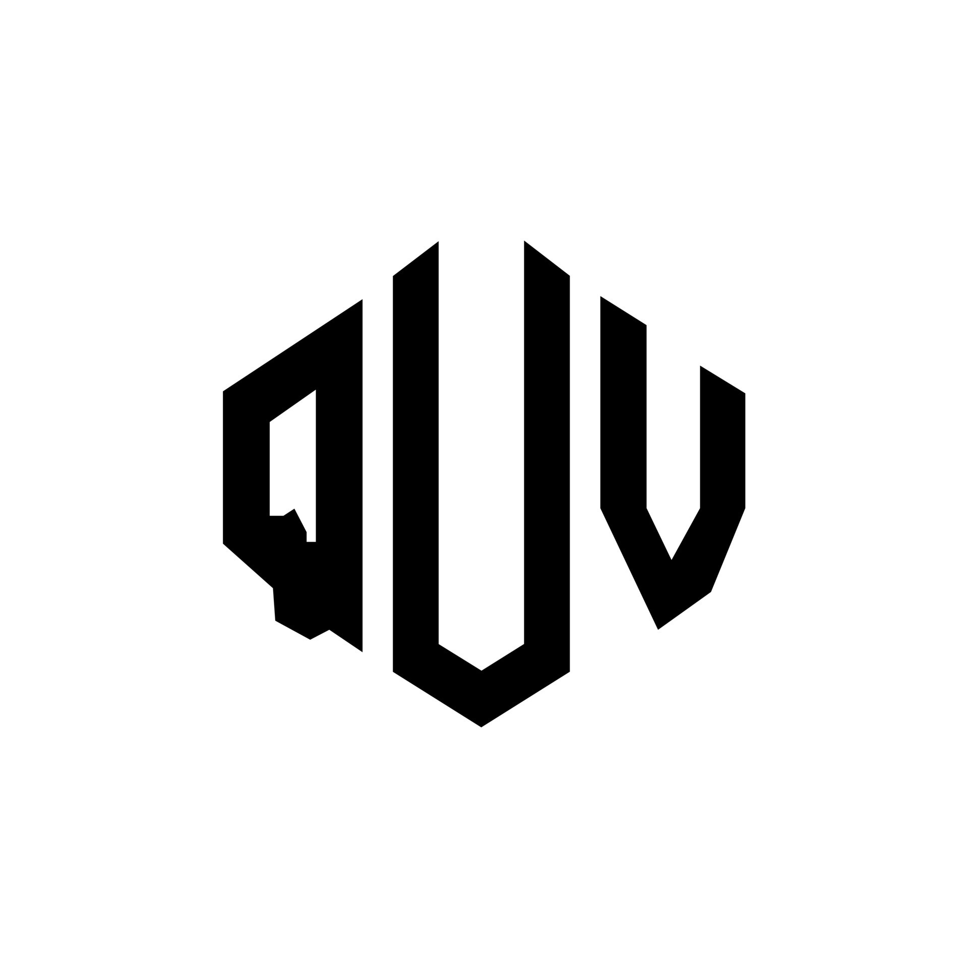 QUV letter logo design with polygon shape. QUV polygon and cube shape