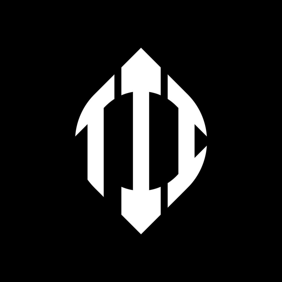 TII circle letter logo design with circle and ellipse shape. TII ellipse letters with typographic style. The three initials form a circle logo. TII Circle Emblem Abstract Monogram Letter Mark Vector. vector