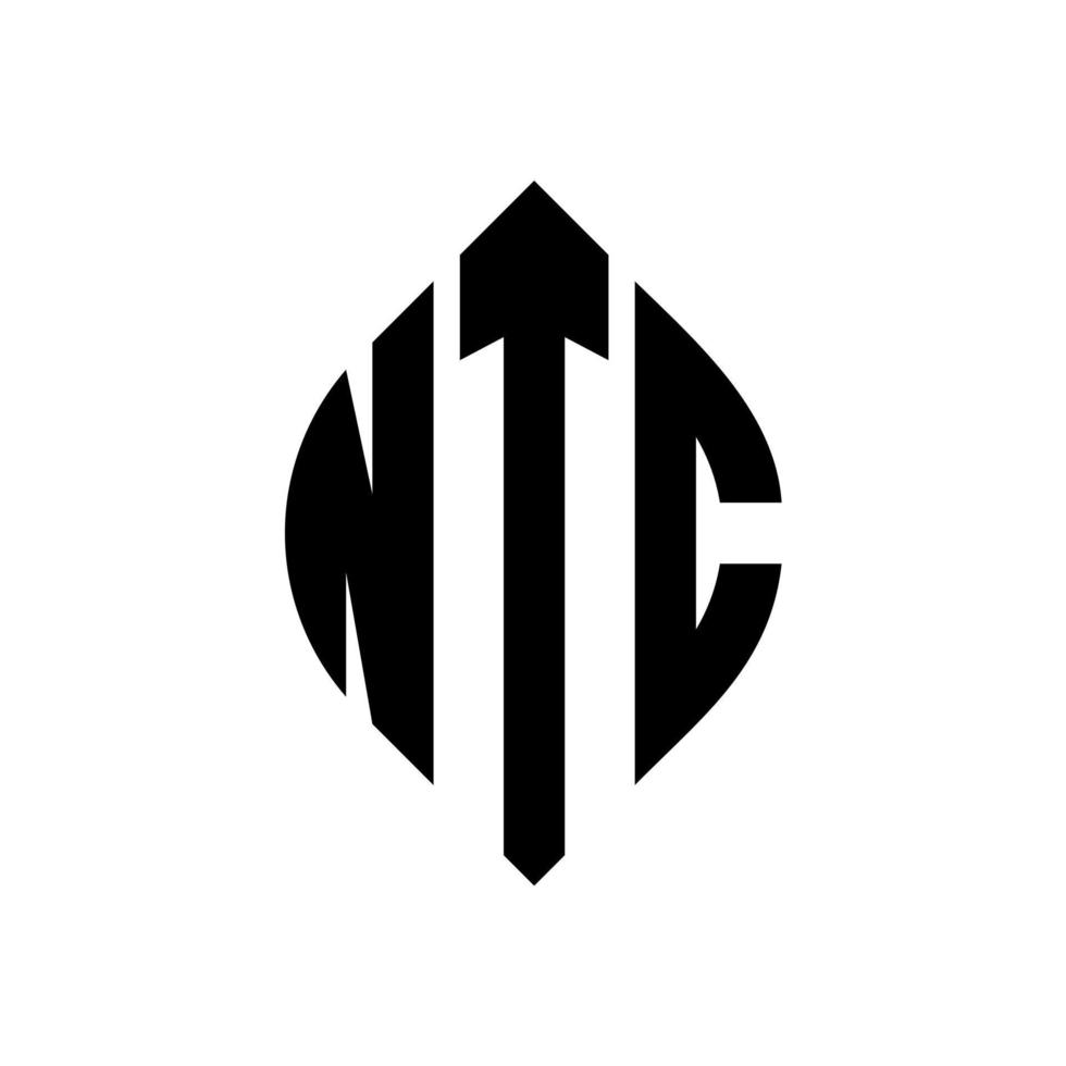 NTC circle letter logo design with circle and ellipse shape. NTC ellipse letters with typographic style. The three initials form a circle logo. NTC Circle Emblem Abstract Monogram Letter Mark Vector. vector
