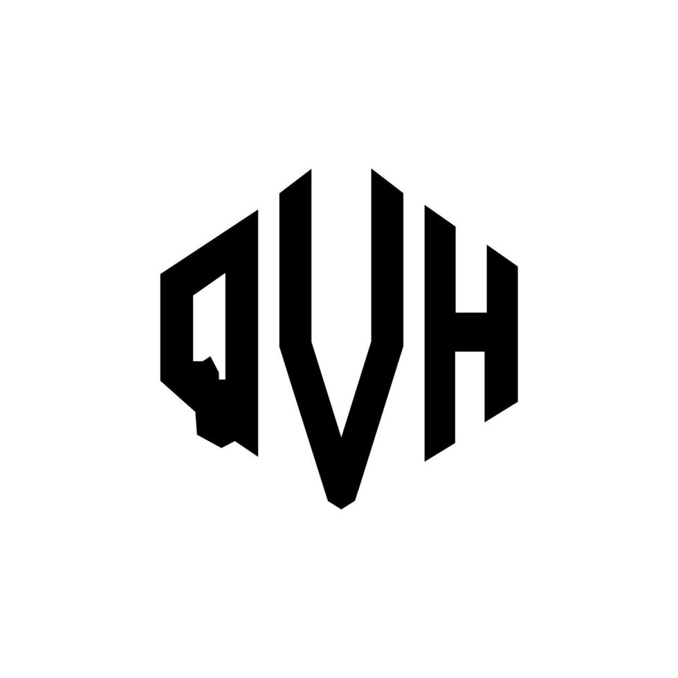 QVH letter logo design with polygon shape. QVH polygon and cube shape logo design. QVH hexagon vector logo template white and black colors. QVH monogram, business and real estate logo.