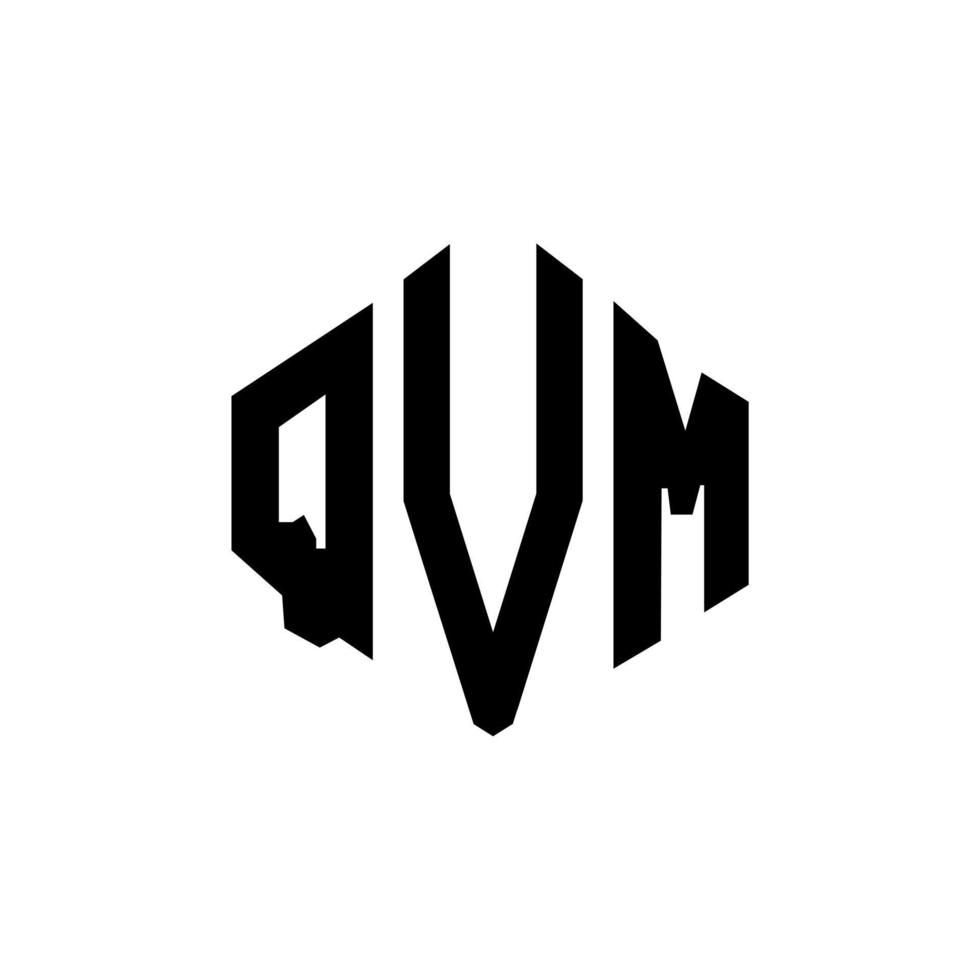 QVM letter logo design with polygon shape. QVM polygon and cube shape logo design. QVM hexagon vector logo template white and black colors. QVM monogram, business and real estate logo.
