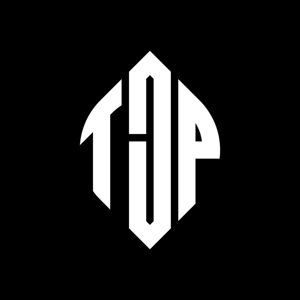 TJP circle letter logo design with circle and ellipse shape. TJP ellipse letters with typographic style. The three initials form a circle logo. TJP Circle Emblem Abstract Monogram Letter Mark Vector. vector
