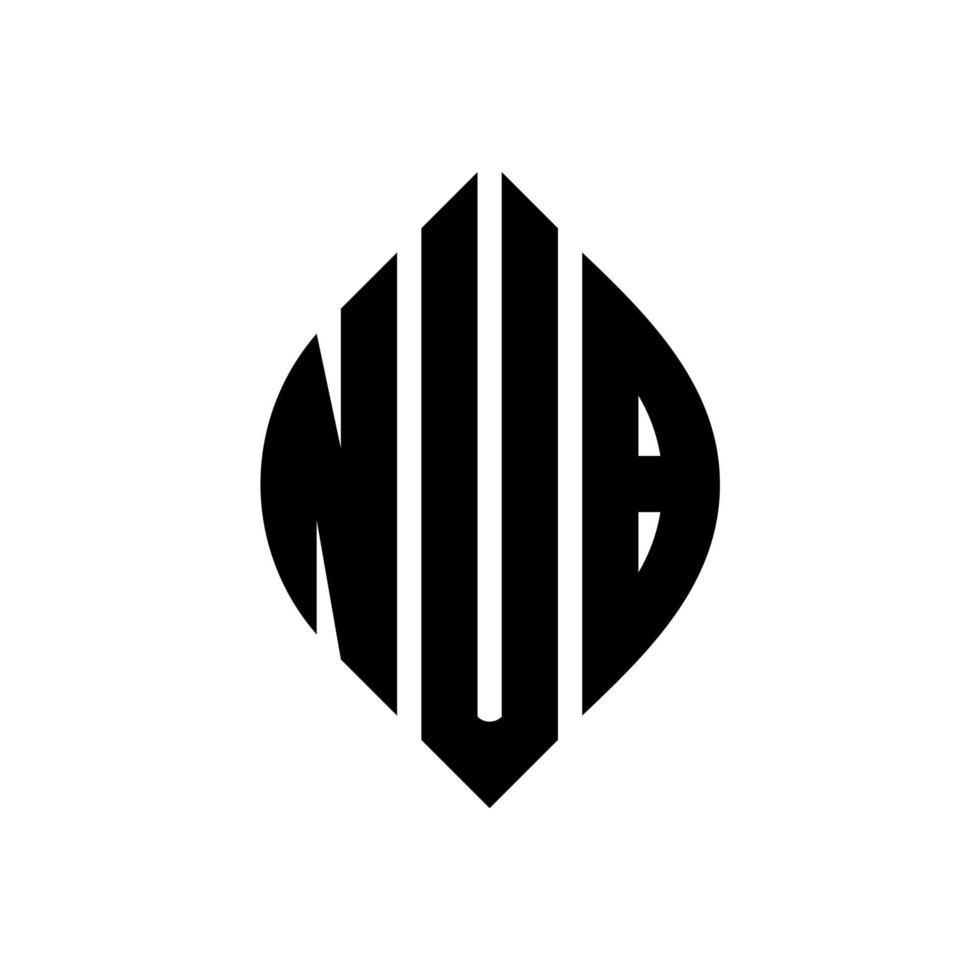 NUB circle letter logo design with circle and ellipse shape. NUB ellipse letters with typographic style. The three initials form a circle logo. NUB Circle Emblem Abstract Monogram Letter Mark Vector. vector