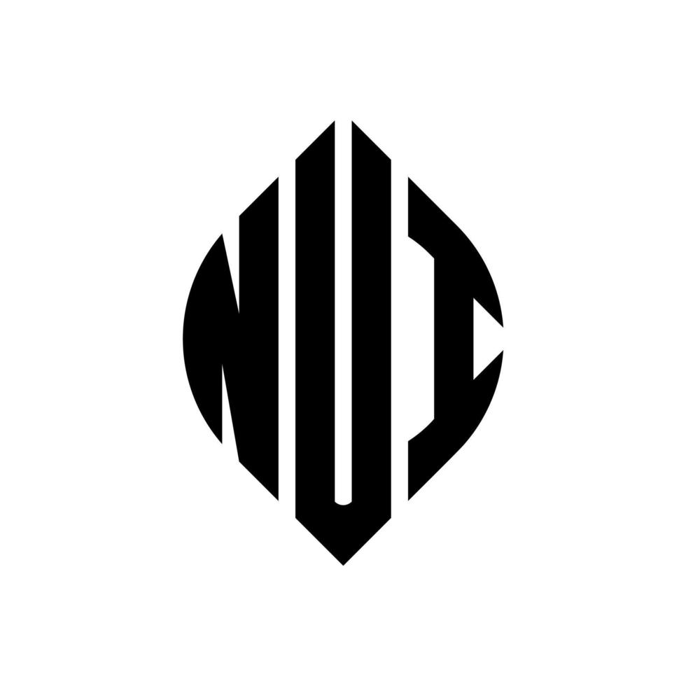diseño de logotipo de letra de círculo nui con forma de círculo y elipse. nui letras elipses con estilo tipográfico. las tres iniciales forman un logo circular. vector de marca de letra de monograma abstracto del emblema del círculo nui.