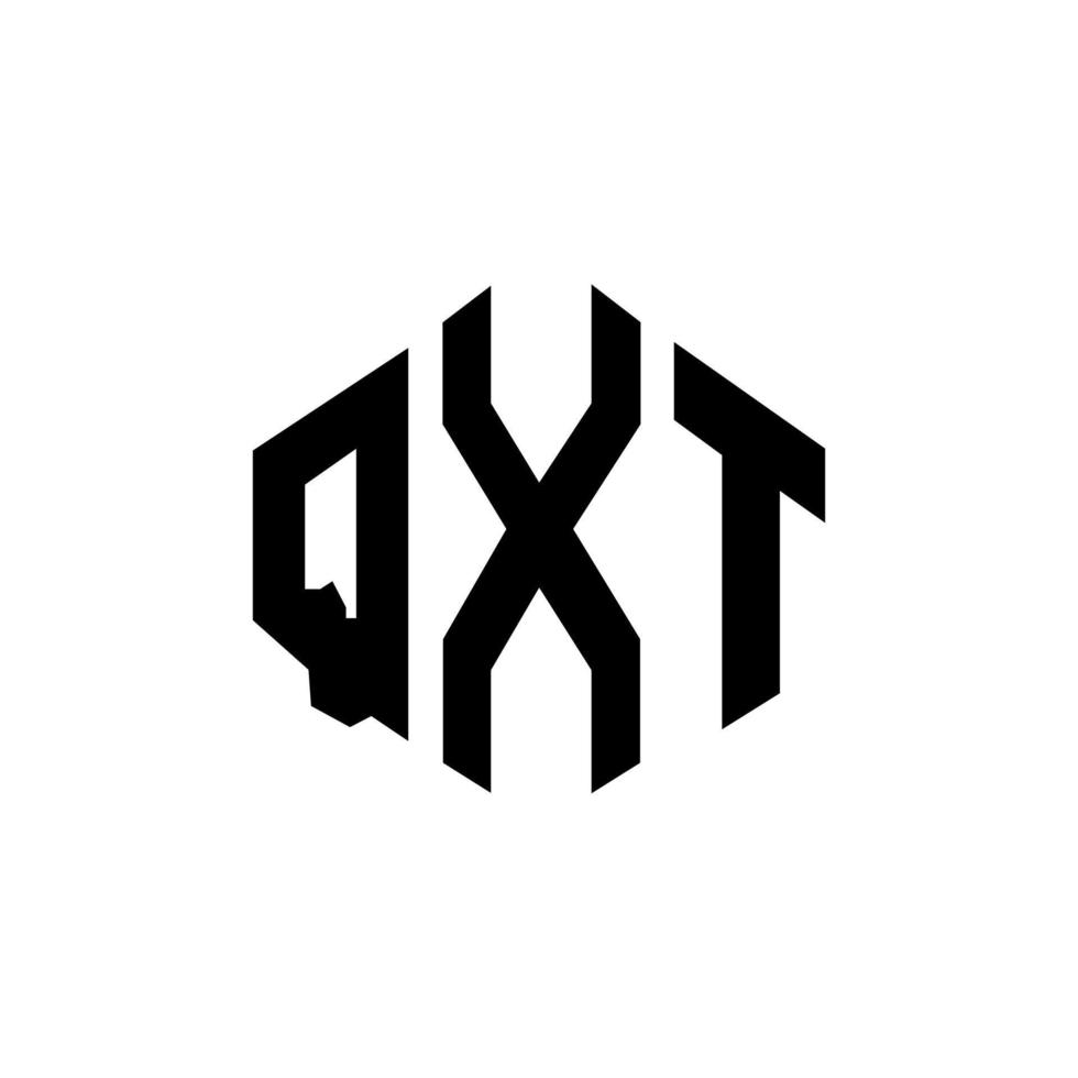 QXT letter logo design with polygon shape. QXT polygon and cube shape logo design. QXT hexagon vector logo template white and black colors. QXT monogram, business and real estate logo.