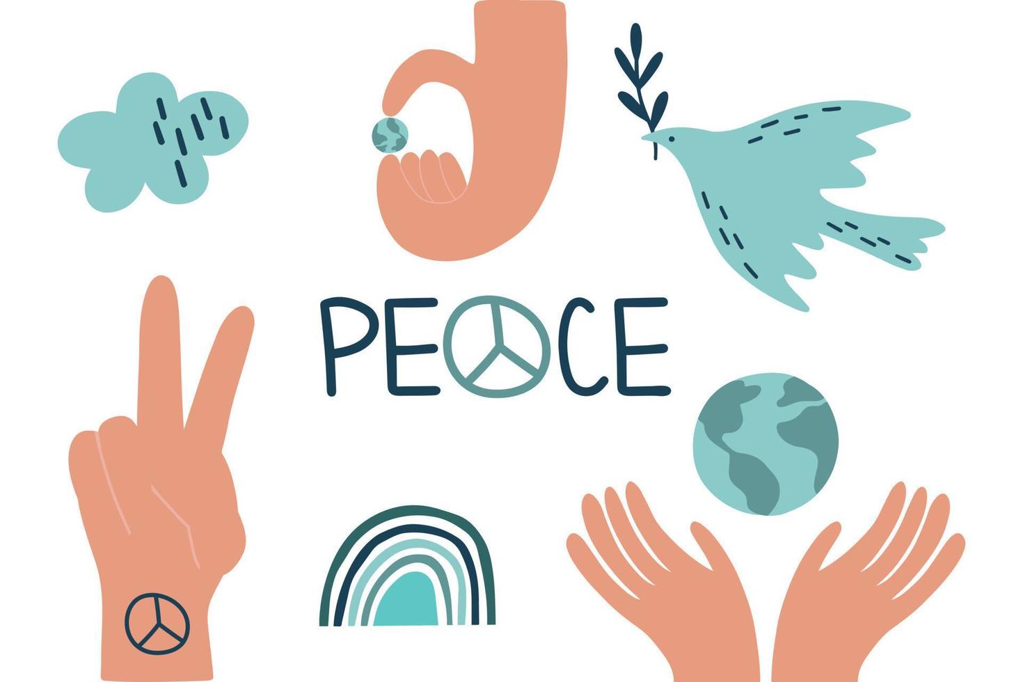 Set of symbols for the International Day of Peace. vector