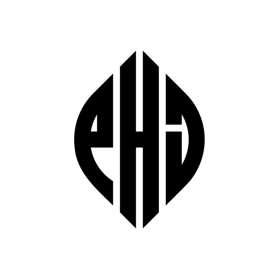 diseño de logotipo de letra de círculo phj con forma de círculo y elipse. letras de elipse phj con estilo tipográfico. las tres iniciales forman un logo circular. vector de marca de letra de monograma abstracto del emblema del círculo phj.