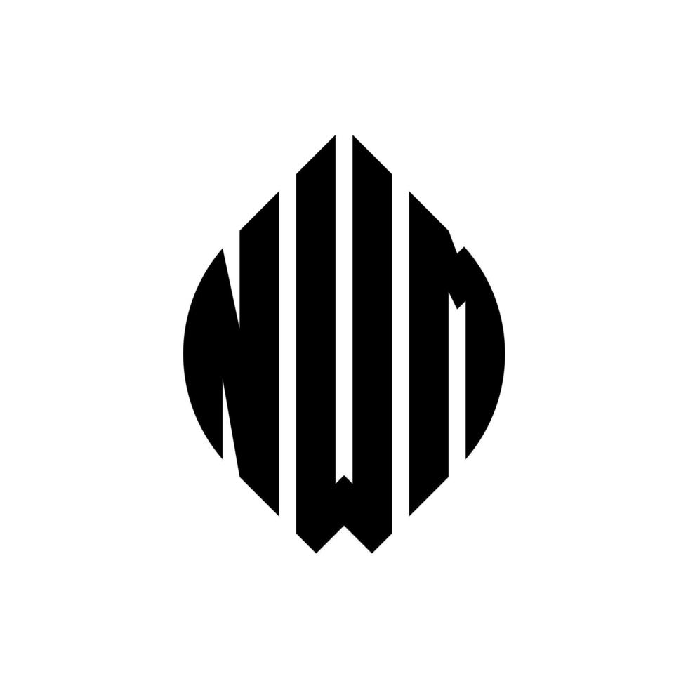 NWM circle letter logo design with circle and ellipse shape. NWM ellipse letters with typographic style. The three initials form a circle logo. NWM Circle Emblem Abstract Monogram Letter Mark Vector. vector