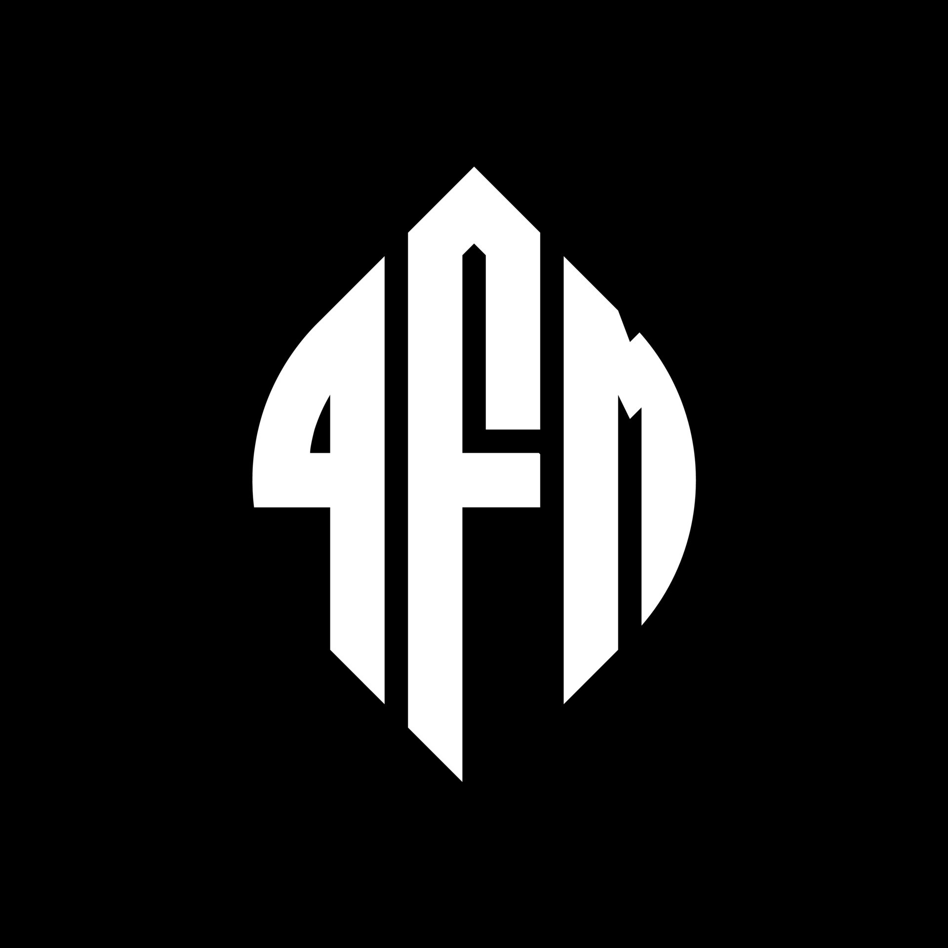 QFM circle letter logo design with circle and ellipse shape. QFM