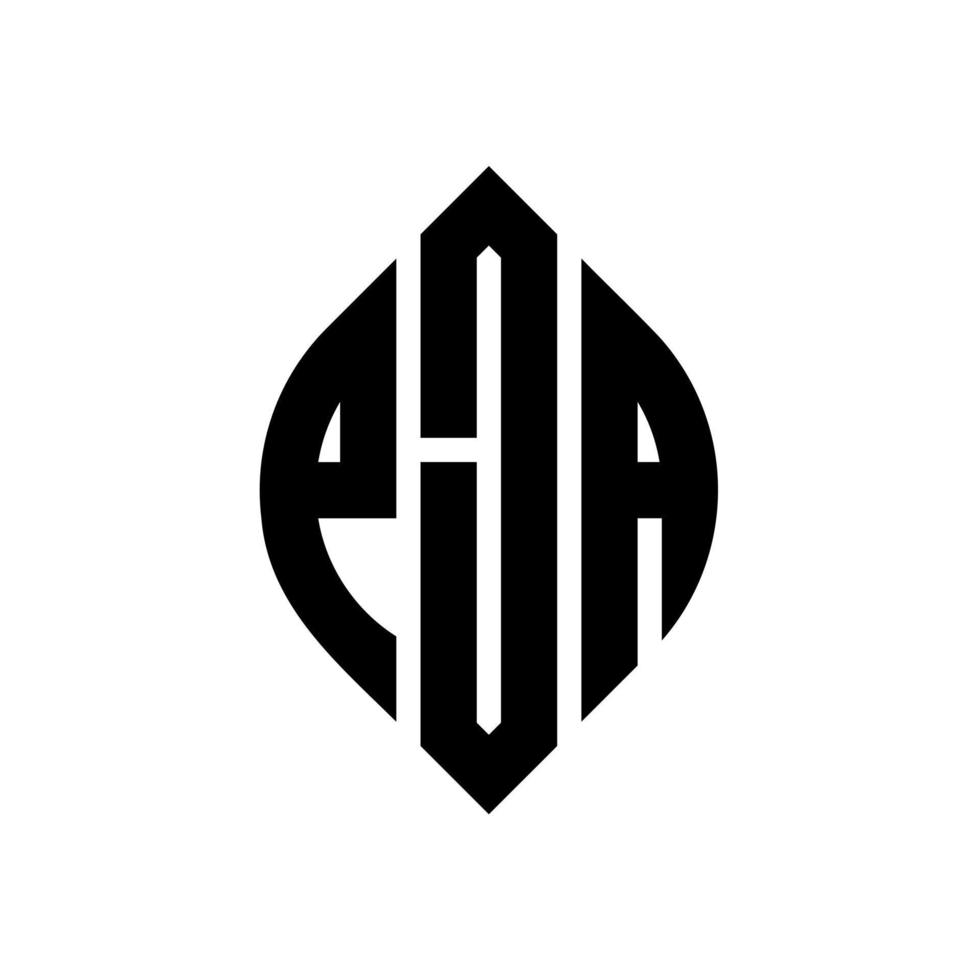 diseño de logotipo de letra de círculo pja con forma de círculo y elipse. pja letras elipses con estilo tipográfico. las tres iniciales forman un logo circular. vector de marca de letra de monograma abstracto del emblema del círculo pja.