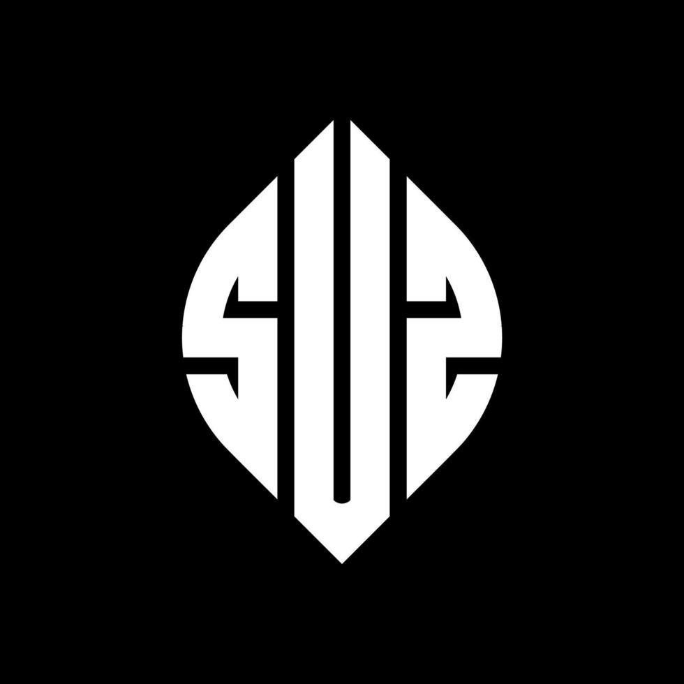 SUZ circle letter logo design with circle and ellipse shape. SUZ ellipse letters with typographic style. The three initials form a circle logo. SUZ Circle Emblem Abstract Monogram Letter Mark Vector. vector