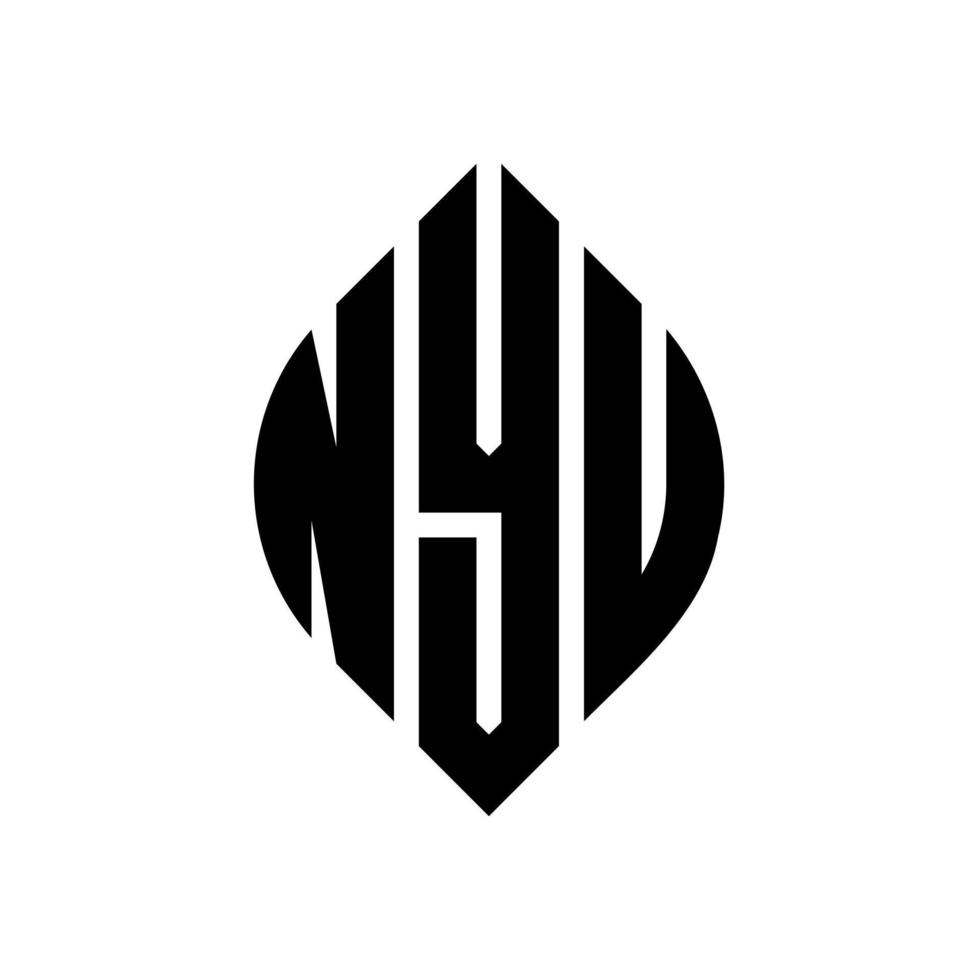 diseño de logotipo de letra de círculo nyu con forma de círculo y elipse. letras de elipse nyu con estilo tipográfico. las tres iniciales forman un logo circular. vector de marca de letra de monograma abstracto del emblema del círculo nyu.
