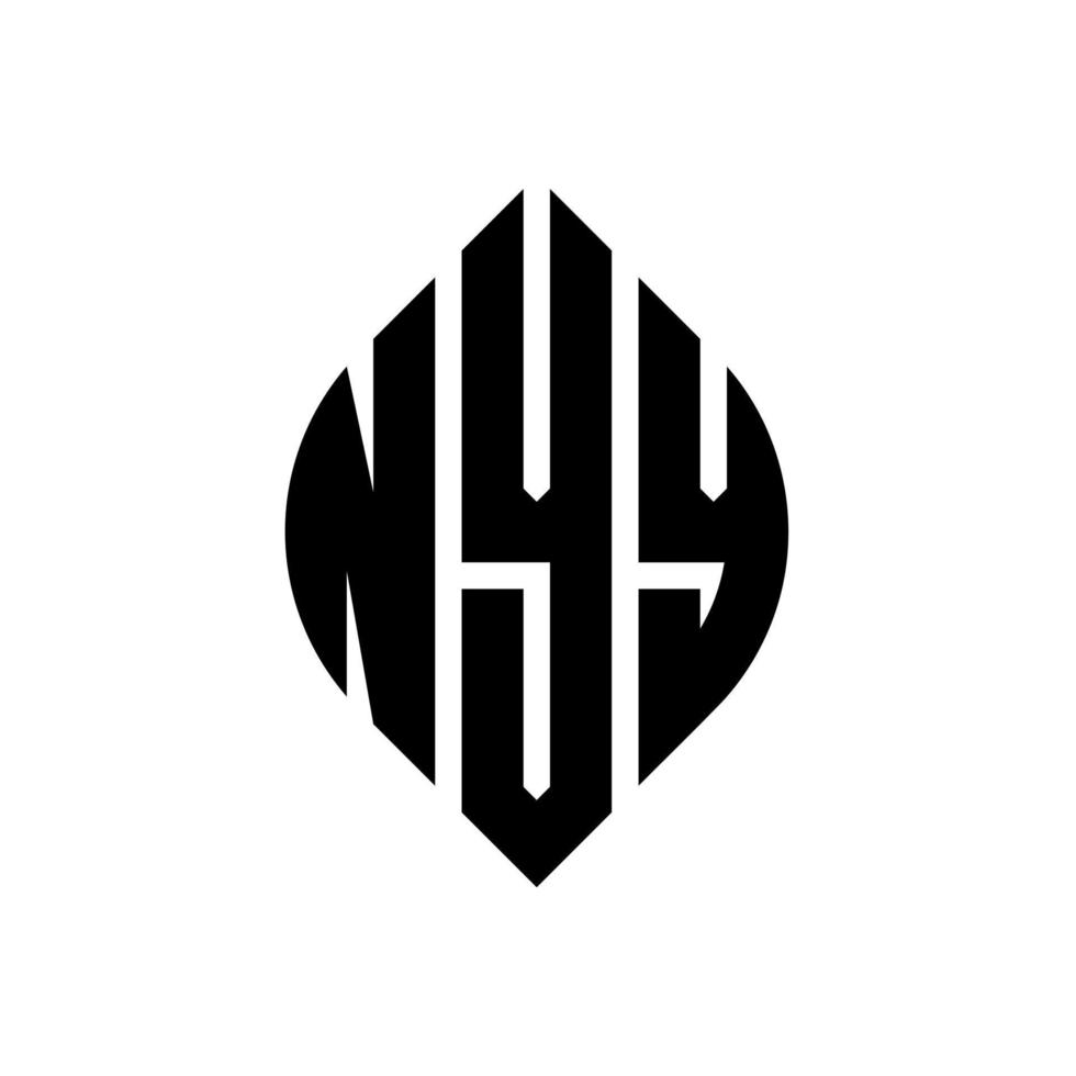 diseño de logotipo de letra de círculo nyy con forma de círculo y elipse. nyy letras elipses con estilo tipográfico. las tres iniciales forman un logo circular. vector de marca de letra de monograma abstracto de emblema de círculo de nyy.