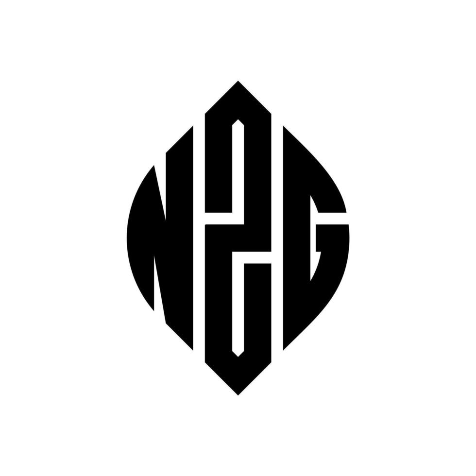 NZG circle letter logo design with circle and ellipse shape. NZG ellipse letters with typographic style. The three initials form a circle logo. NZG Circle Emblem Abstract Monogram Letter Mark Vector. vector