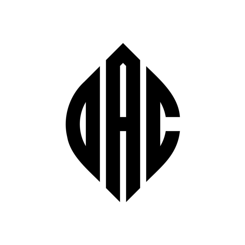 OAC circle letter logo design with circle and ellipse shape. OAC ellipse letters with typographic style. The three initials form a circle logo. OAC Circle Emblem Abstract Monogram Letter Mark Vector. vector