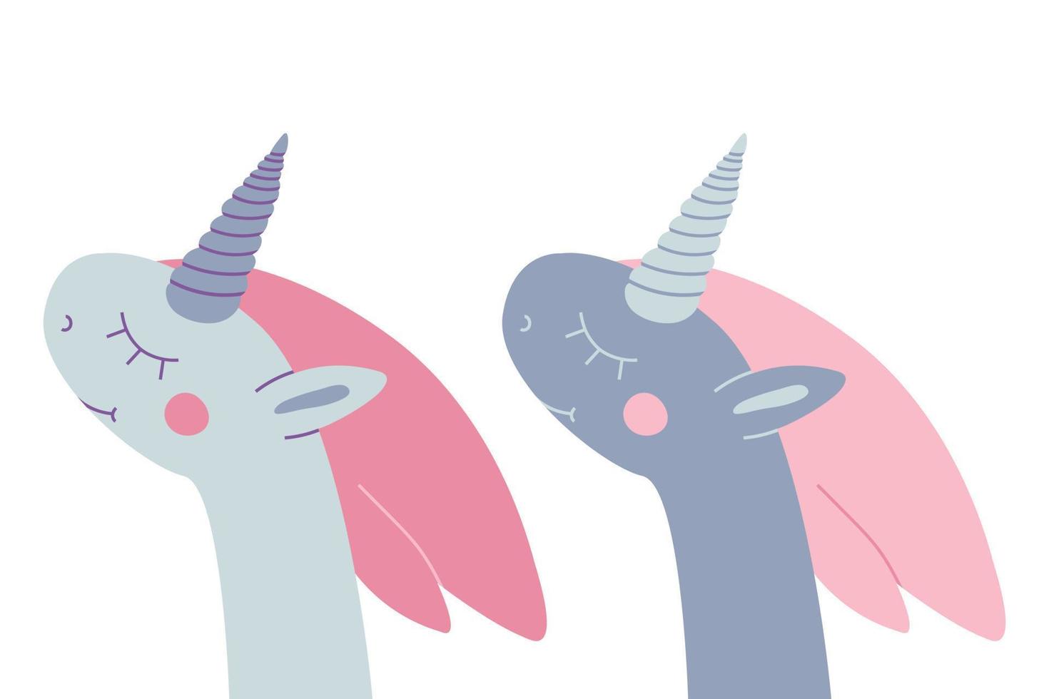 vector unicornios icono aislado. una pegatina en un retrato de la cabeza de un caballo, un parche de insignia. dibujos animados mágicos animales lindos de fantasía. un símbolo de un sueño. diseño para niños.