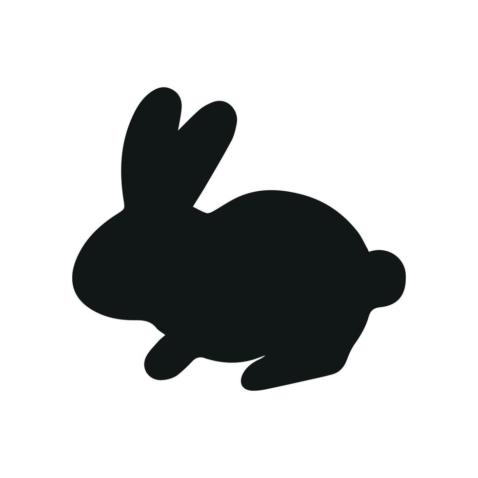 Hare shadow design element. Illustration for card, poster, sticker, pattern. Easter bunny, rabbit. Cute animal silhouette, vector design elements.