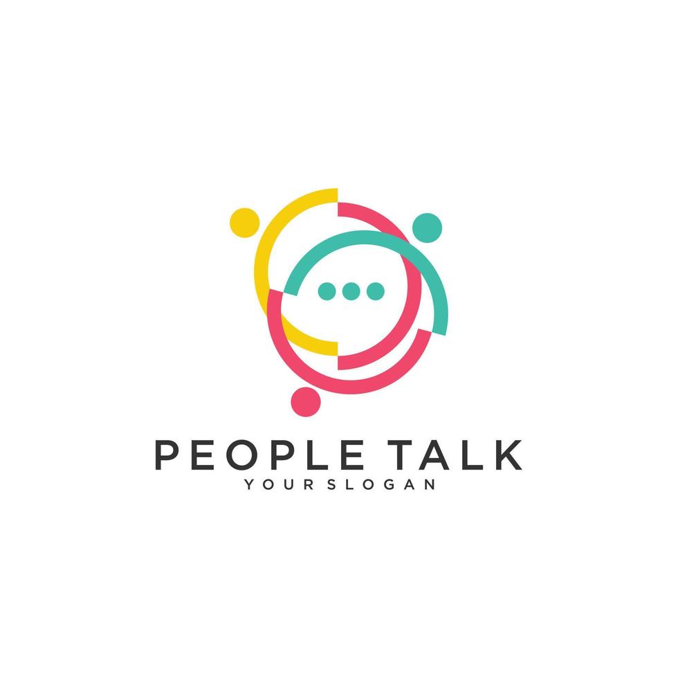 people talk with bubble chat logo design inspiration vector