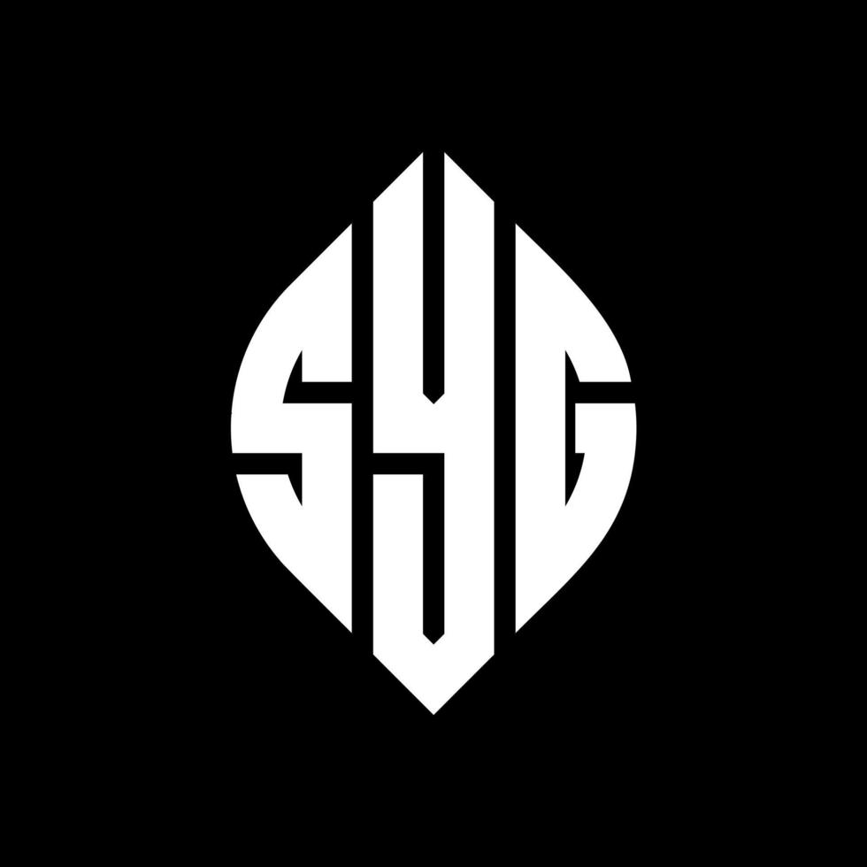 SYG circle letter logo design with circle and ellipse shape. SYG ellipse letters with typographic style. The three initials form a circle logo. SYG Circle Emblem Abstract Monogram Letter Mark Vector. vector