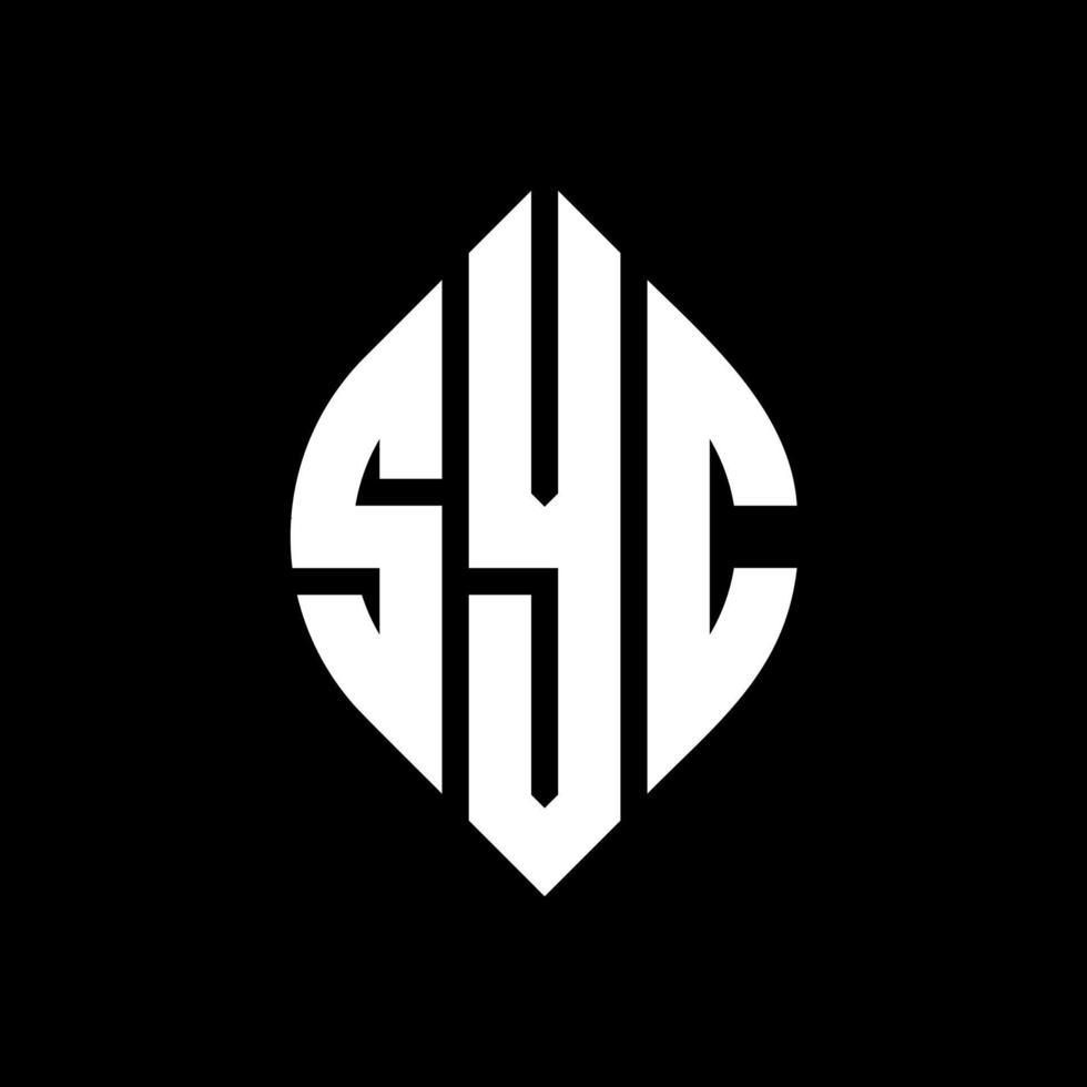 SYC circle letter logo design with circle and ellipse shape. SYC ellipse letters with typographic style. The three initials form a circle logo. SYC Circle Emblem Abstract Monogram Letter Mark Vector. vector