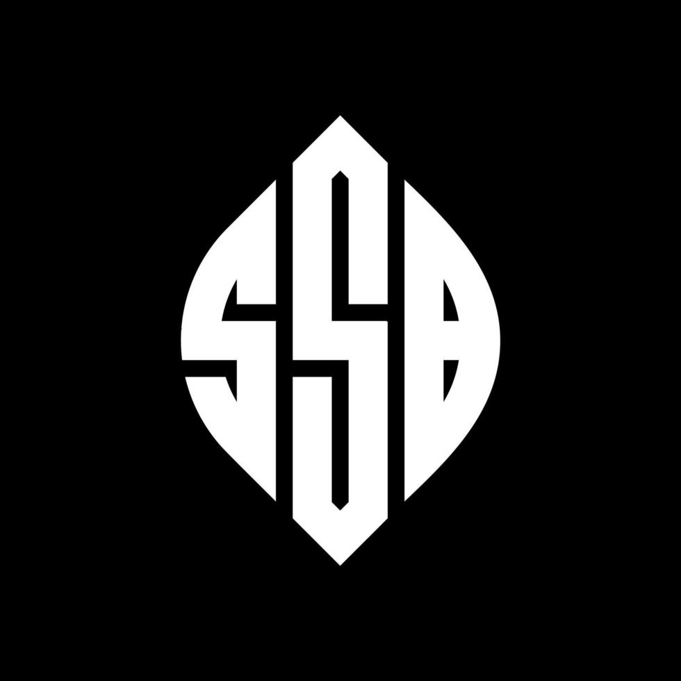 SSB circle letter logo design with circle and ellipse shape. SSB ellipse letters with typographic style. The three initials form a circle logo. SSB Circle Emblem Abstract Monogram Letter Mark Vector. vector