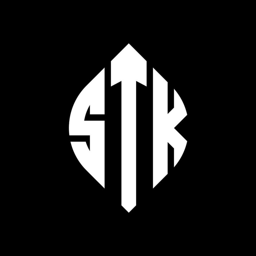 diseño de logotipo de letra de círculo stk con forma de círculo y elipse. letras de elipse stk con estilo tipográfico. las tres iniciales forman un logo circular. stk círculo emblema resumen monograma letra marca vector. vector