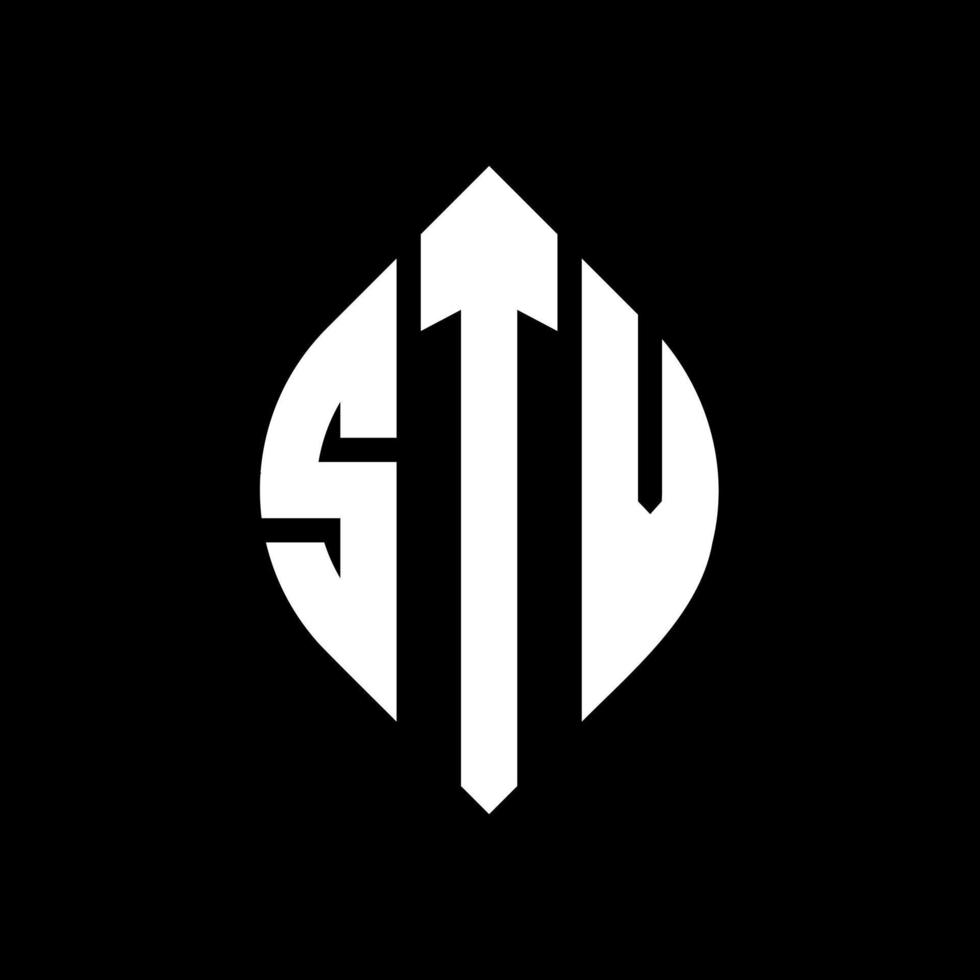 STV circle letter logo design with circle and ellipse shape. STV ellipse letters with typographic style. The three initials form a circle logo. STV Circle Emblem Abstract Monogram Letter Mark Vector. vector
