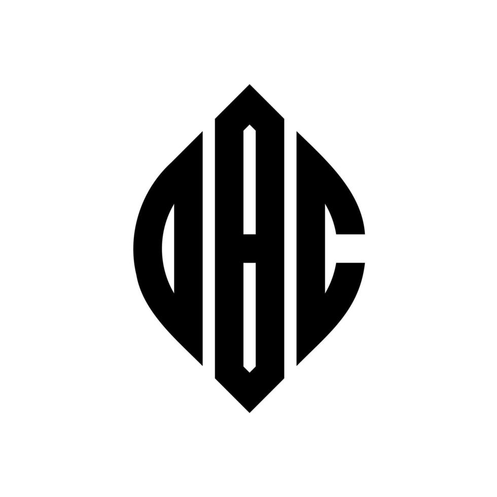 OBC circle letter logo design with circle and ellipse shape. OBC ellipse letters with typographic style. The three initials form a circle logo. OBC Circle Emblem Abstract Monogram Letter Mark Vector. vector