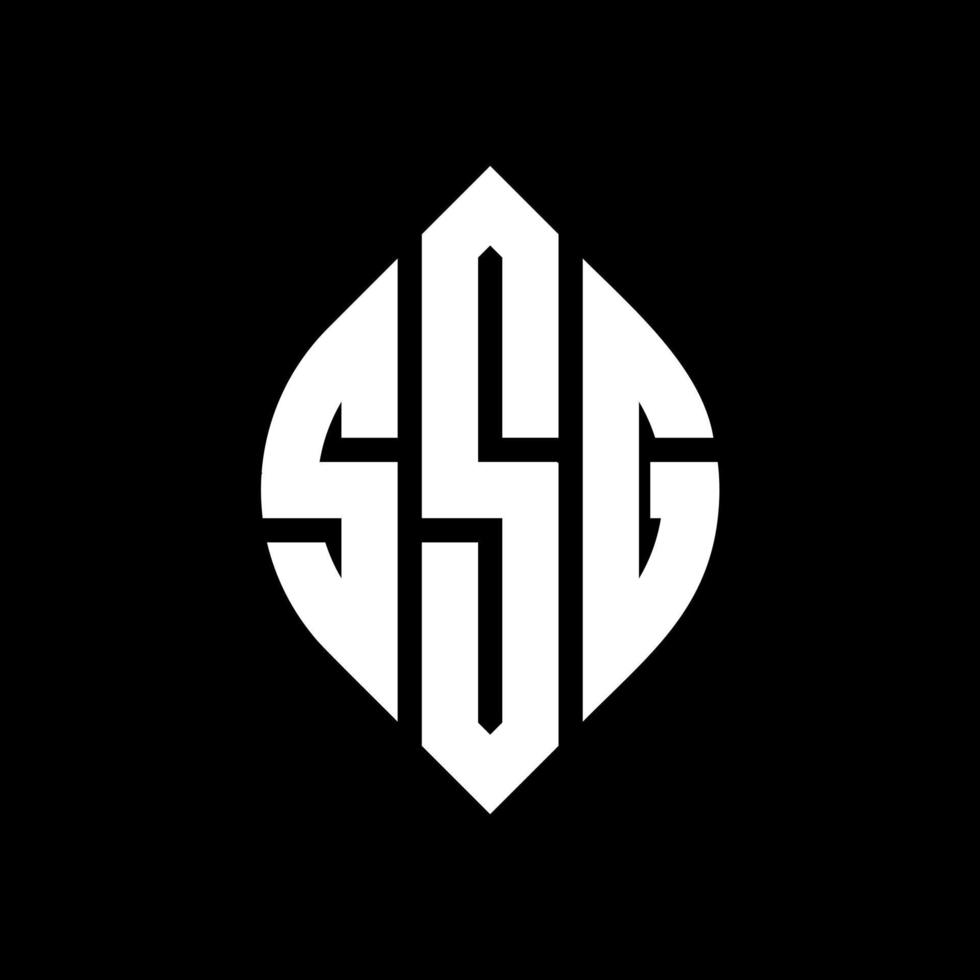 SSG circle letter logo design with circle and ellipse shape. SSG ellipse letters with typographic style. The three initials form a circle logo. SSG Circle Emblem Abstract Monogram Letter Mark Vector. vector