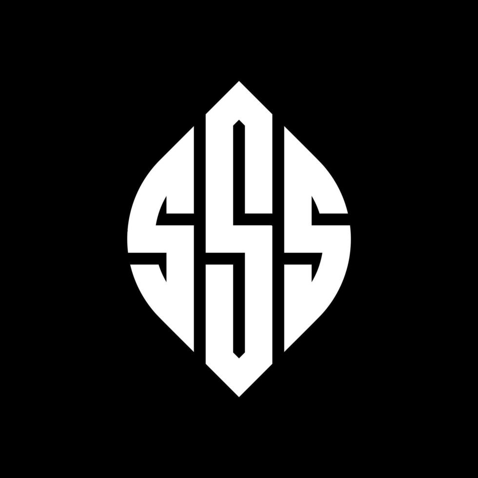 SSS circle letter logo design with circle and ellipse shape. SSS ellipse letters with typographic style. The three initials form a circle logo. SSS Circle Emblem Abstract Monogram Letter Mark Vector. vector