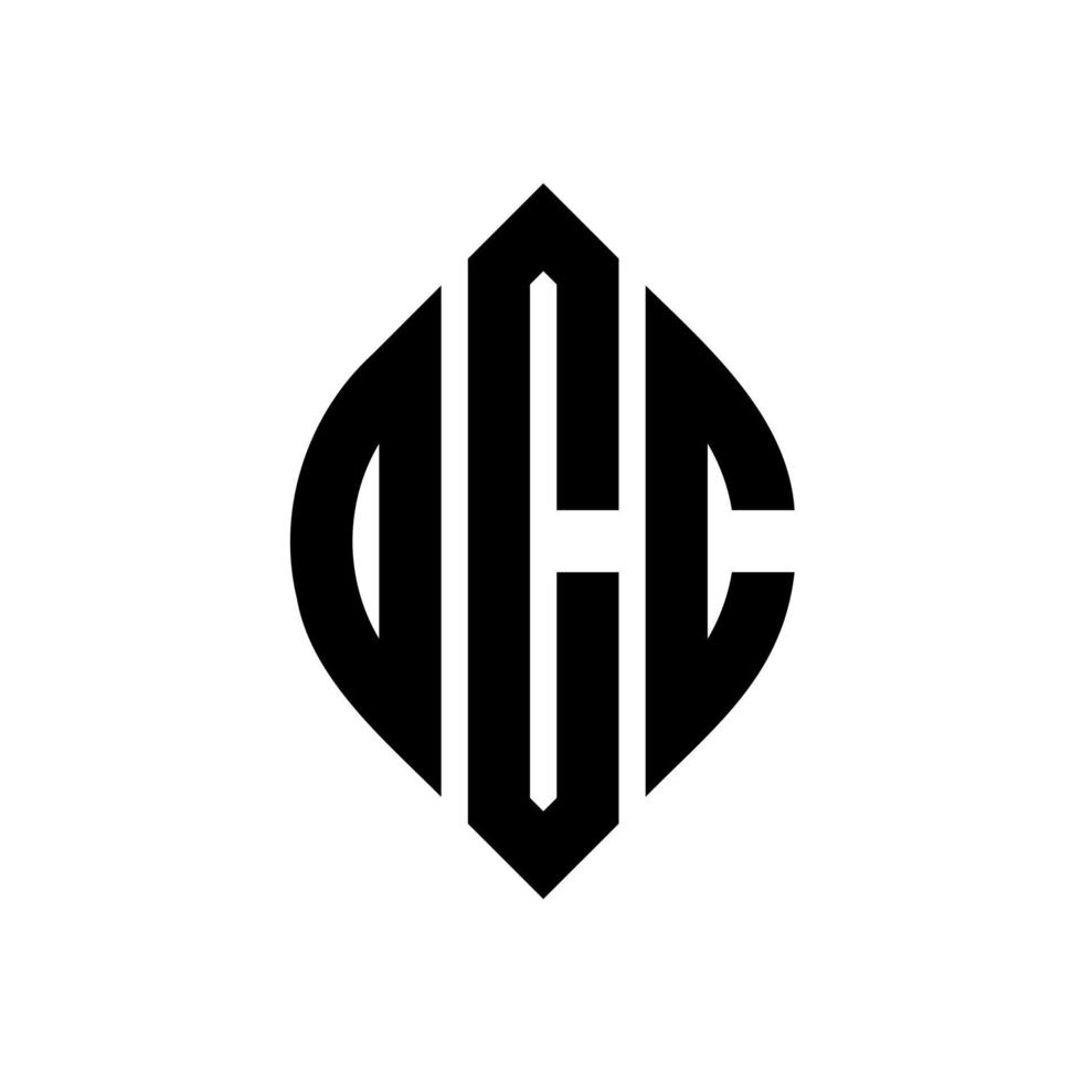 OCC circle letter logo design with circle and ellipse shape. OCC ellipse letters with typographic style. The three initials form a circle logo. OCC Circle Emblem Abstract Monogram Letter Mark Vector. vector