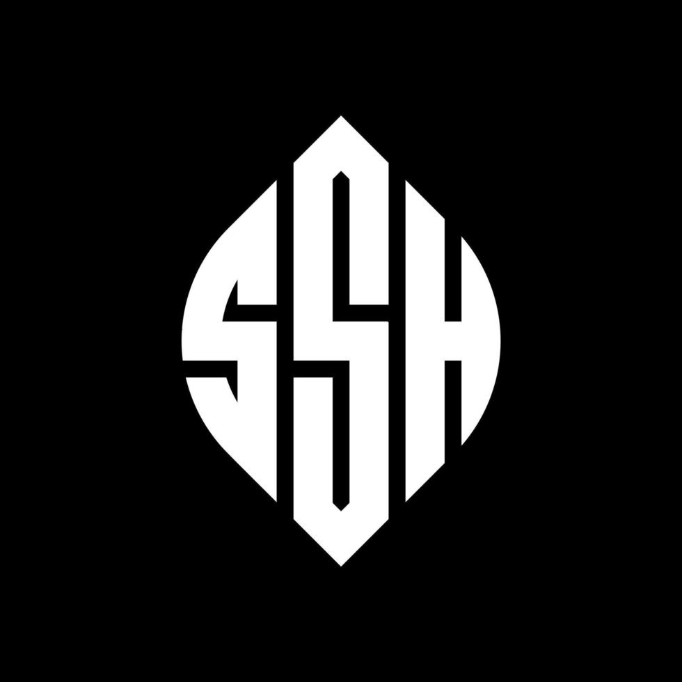 SSH circle letter logo design with circle and ellipse shape. SSH ellipse letters with typographic style. The three initials form a circle logo. SSH Circle Emblem Abstract Monogram Letter Mark Vector. vector