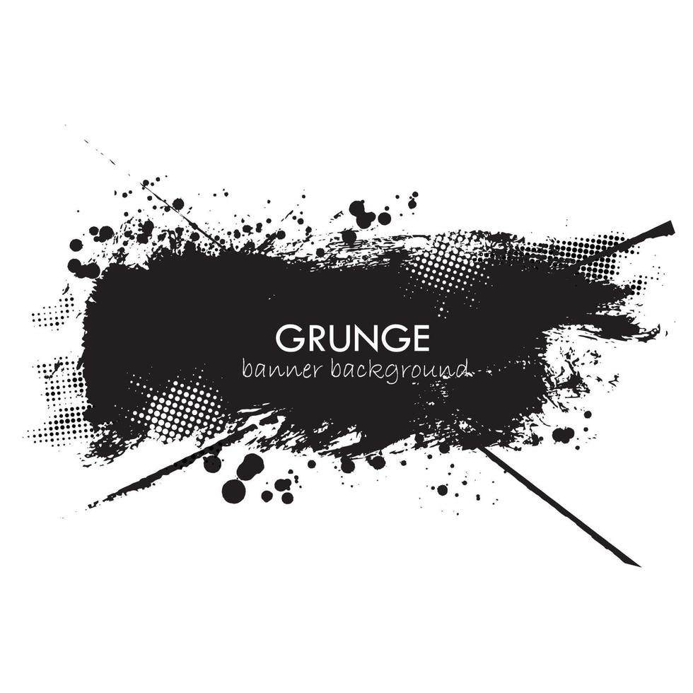 Vector splatter black paint texture. Grunge banner background.