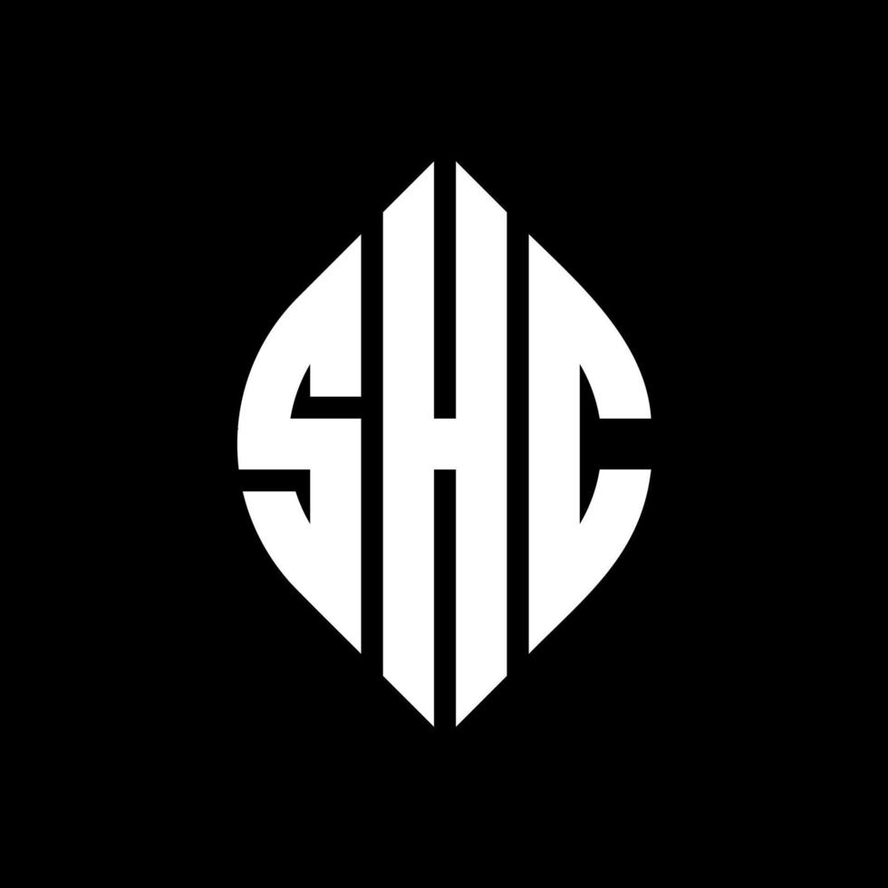 SHC circle letter logo design with circle and ellipse shape. SHC ellipse letters with typographic style. The three initials form a circle logo. SHC Circle Emblem Abstract Monogram Letter Mark Vector. vector