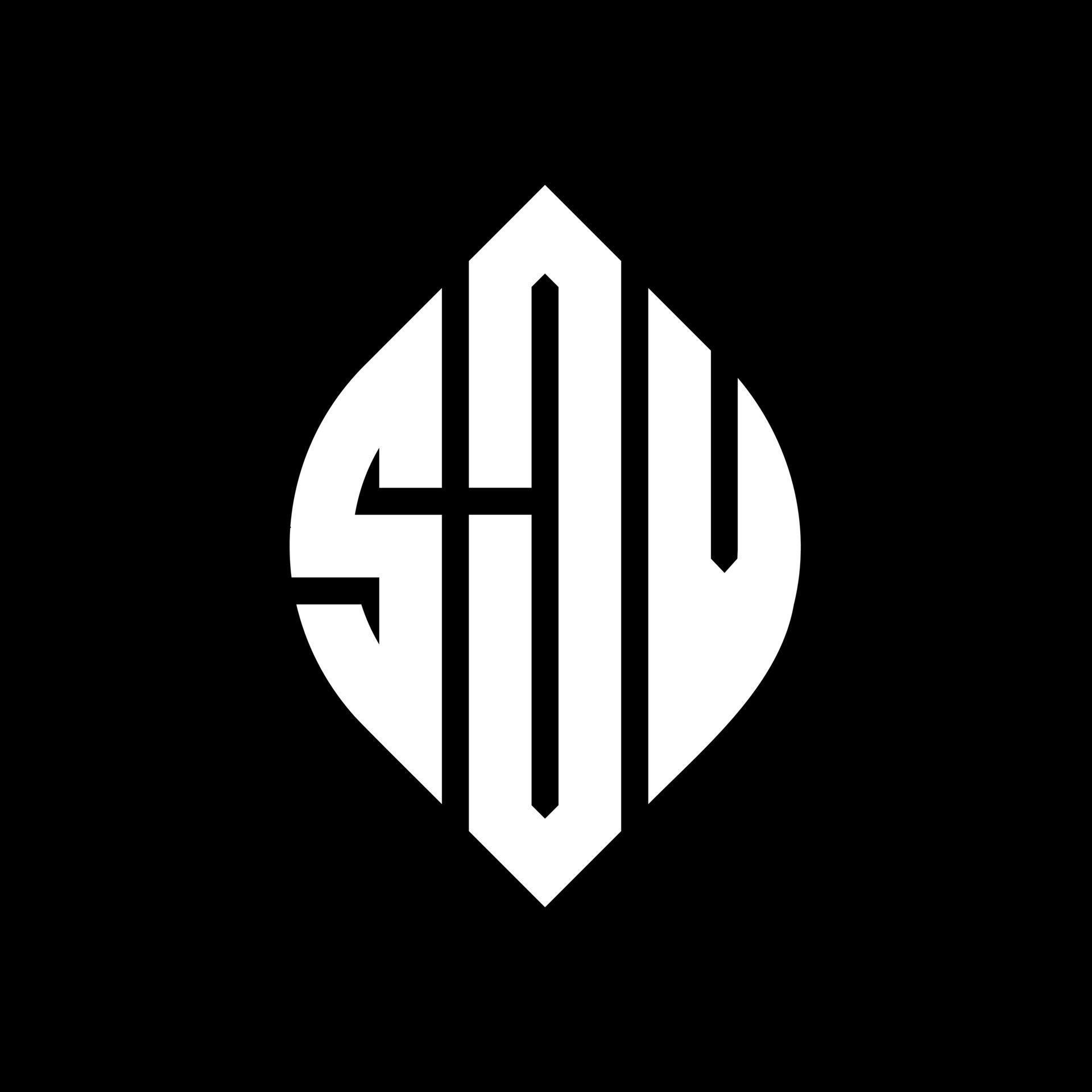 SJV circle letter logo design with circle and ellipse shape. SJV