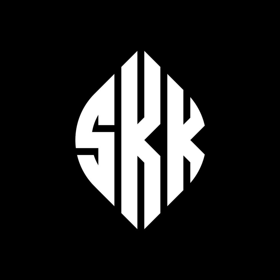 diseño de logotipo de letra de círculo skk con forma de círculo y elipse. letras de elipse skk con estilo tipográfico. las tres iniciales forman un logo circular. vector de marca de letra de monograma abstracto del emblema del círculo skk.