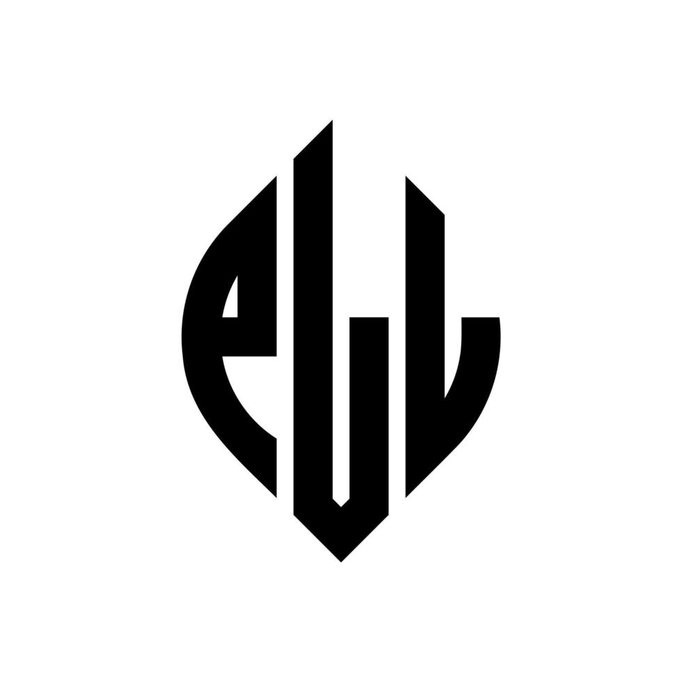 diseño de logotipo de letra de círculo pll con forma de círculo y elipse. pll letras elipses con estilo tipográfico. las tres iniciales forman un logo circular. vector de marca de letra de monograma abstracto del emblema del círculo pll.