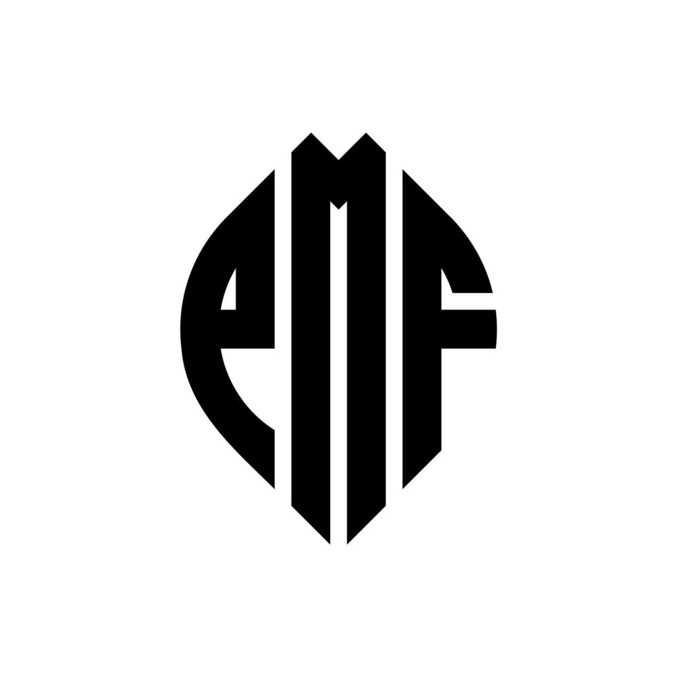 diseño de logotipo de letra de círculo pmf con forma de círculo y elipse. letras de elipse pmf con estilo tipográfico. las tres iniciales forman un logo circular. vector de marca de letra de monograma abstracto del emblema del círculo pmf.