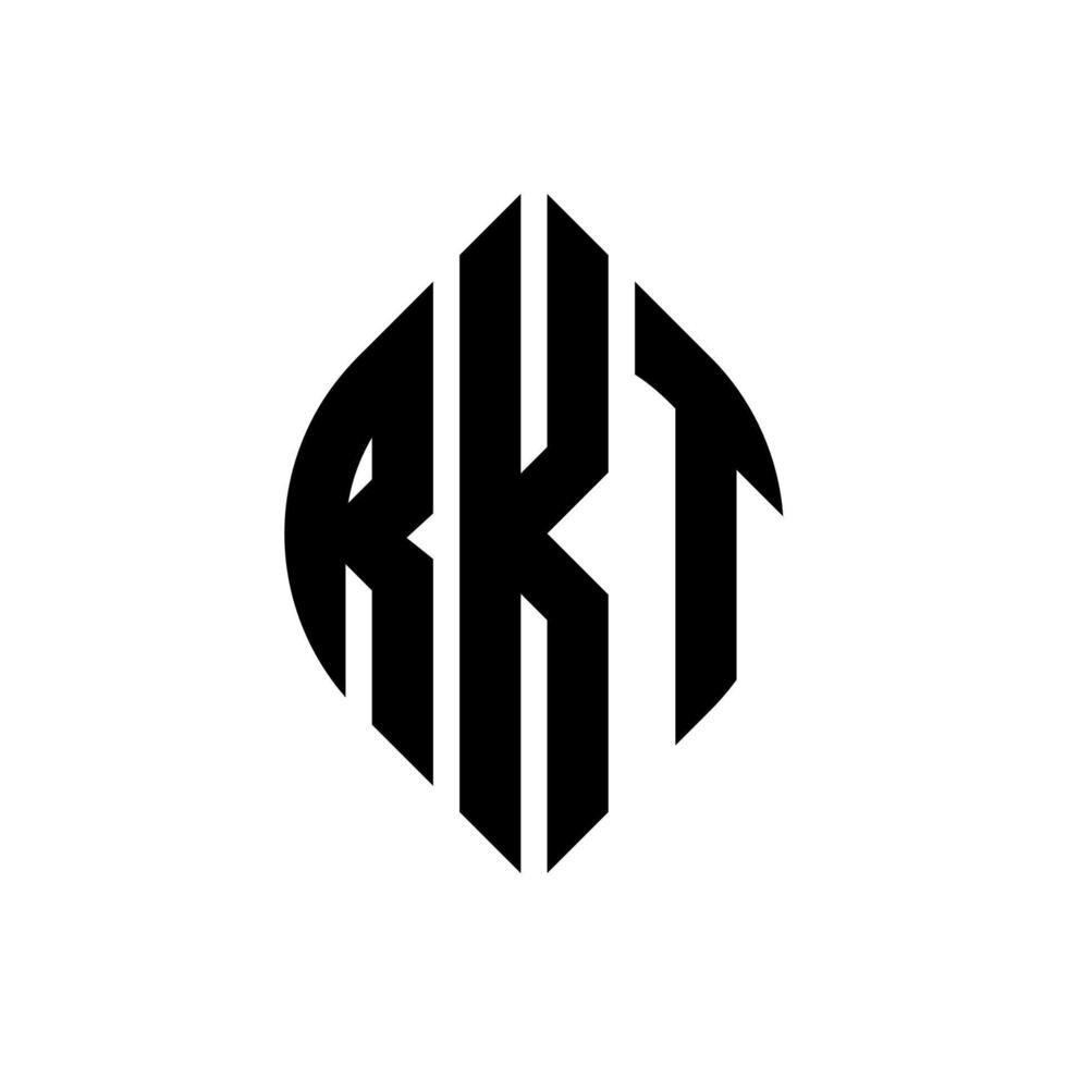 diseño de logotipo de letra de círculo rkt con forma de círculo y elipse. letras elipses rkt con estilo tipográfico. las tres iniciales forman un logo circular. vector de marca de letra de monograma abstracto del emblema del círculo rkt.