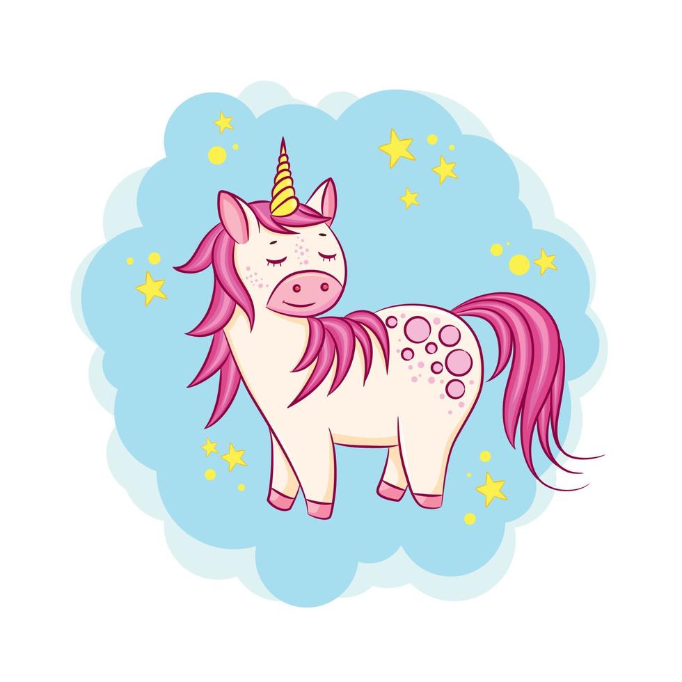 lindo unicornio con los ojos cerrados vector