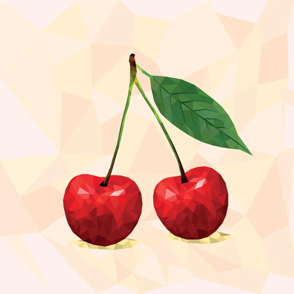 Polygonal cherry in vector. vector