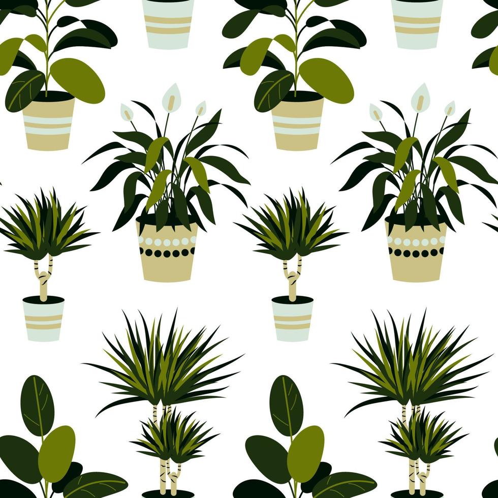 plantas caseras de patrones sin fisuras. ilustración vectorial patrones sin fisuras tropicales vector