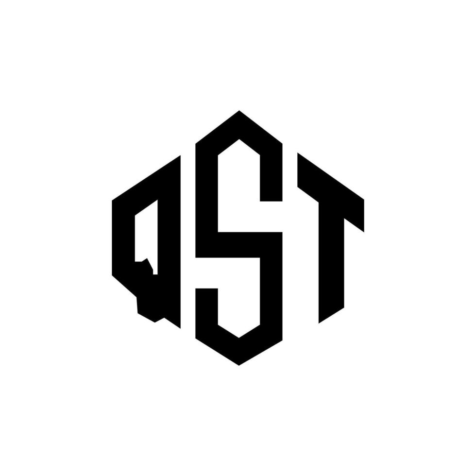 QST letter logo design with polygon shape. QST polygon and cube shape logo design. QST hexagon vector logo template white and black colors. QST monogram, business and real estate logo.