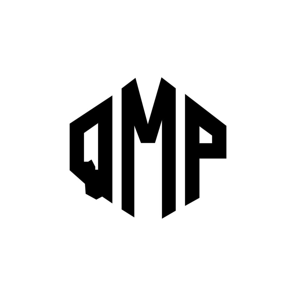 QMP letter logo design with polygon shape. QMP polygon and cube shape logo design. QMP hexagon vector logo template white and black colors. QMP monogram, business and real estate logo.