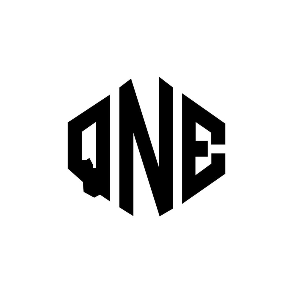 QNE letter logo design with polygon shape. QNE polygon and cube shape logo design. QNE hexagon vector logo template white and black colors. QNE monogram, business and real estate logo.