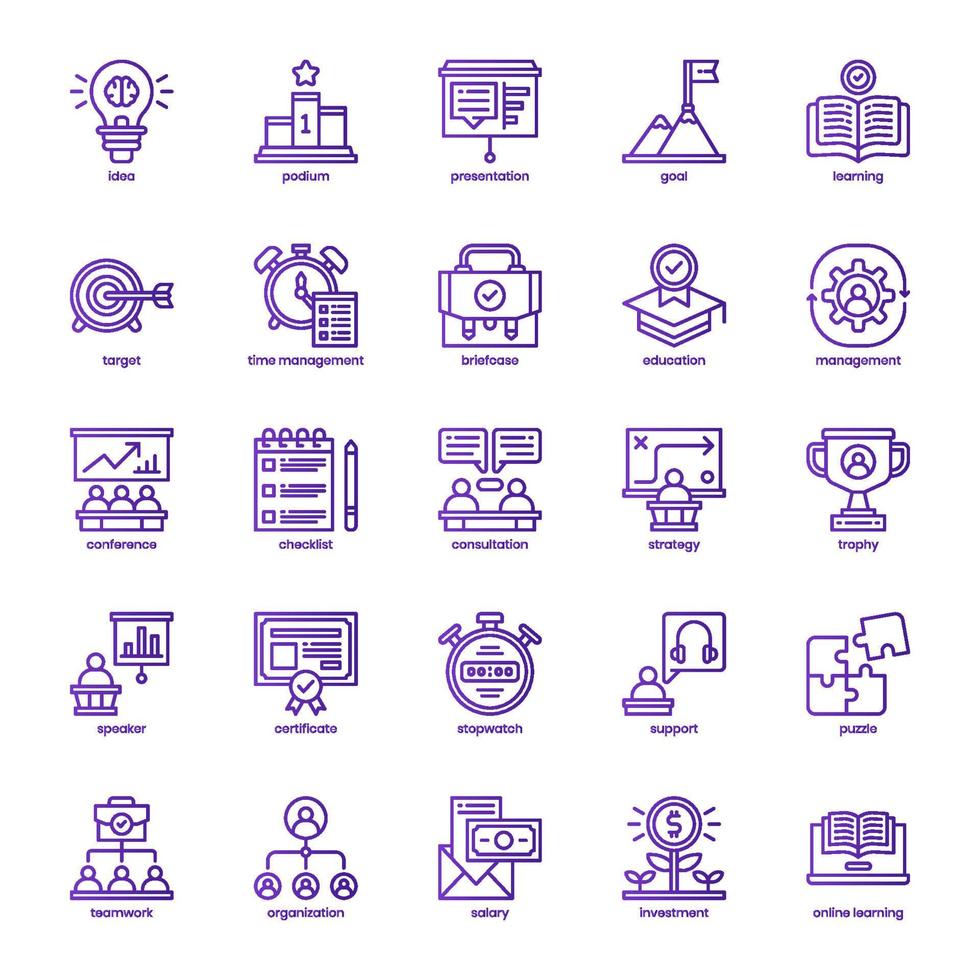 paquete de iconos de capacitación empresarial para el diseño de su sitio web, logotipo, aplicación, ui. diseño de gradiente de línea básica de icono de formación empresarial. ilustración de gráficos vectoriales y trazo editable. vector