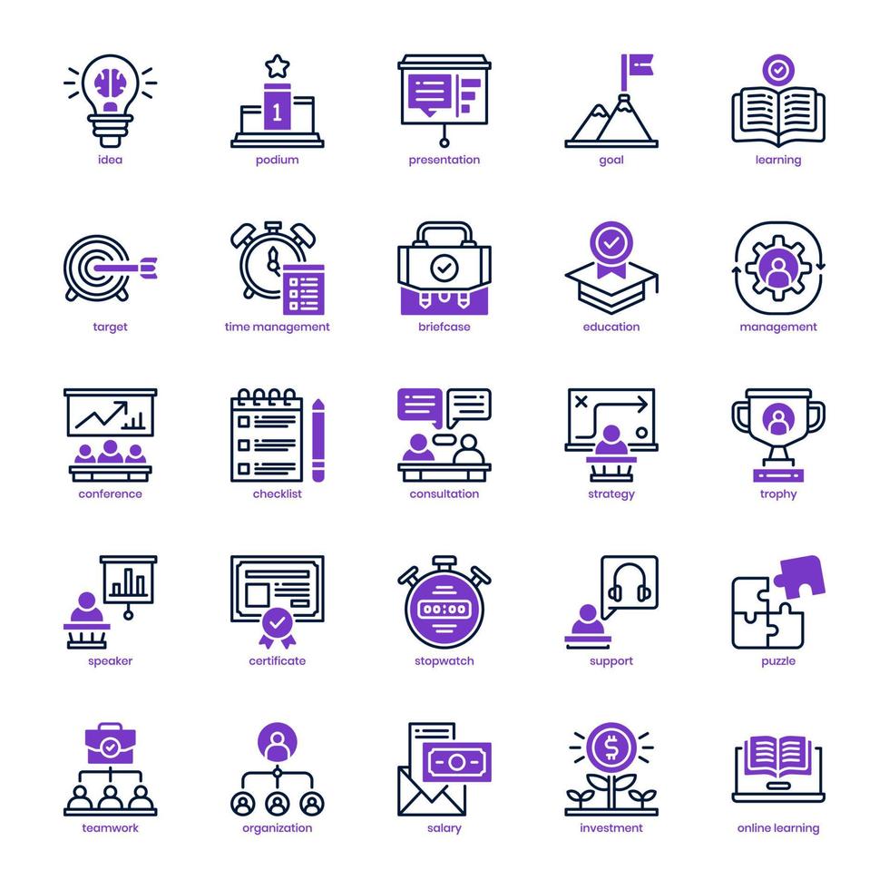 Business Training icon pack for your website design, logo, app, UI. Business Training icon mix line and solid design. Vector graphics illustration and editable stroke.