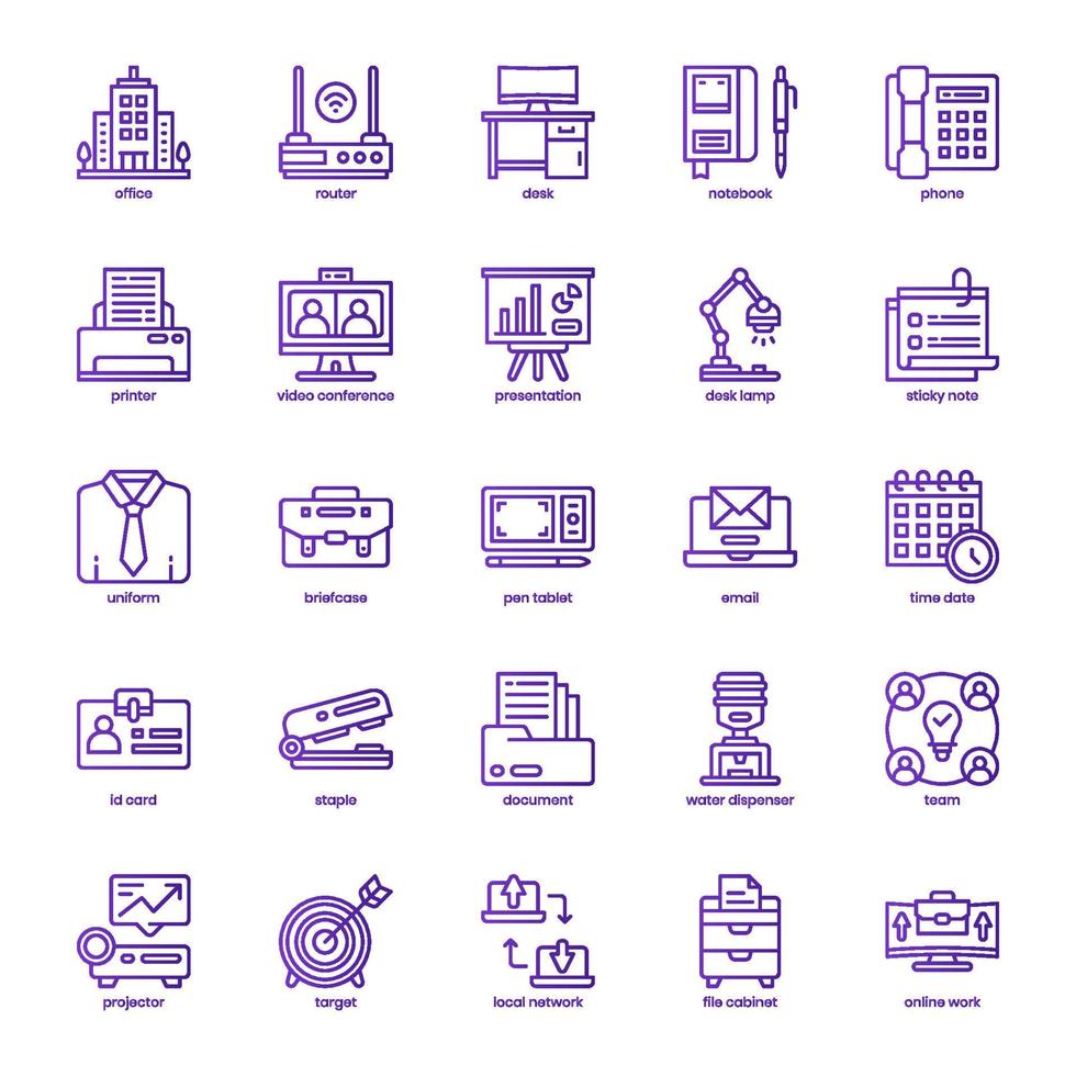 Coworking Space icon pack for your website design, logo, app, UI. Coworking Space icon basic line gradient design. Vector graphics illustration and editable stroke.