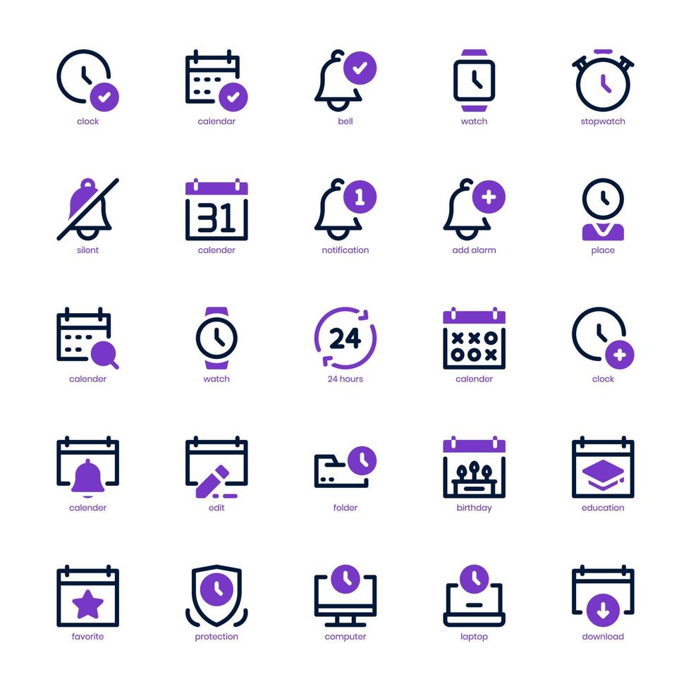 Time and Date icon pack for your website, mobile, presentation, and logo design. Time and Date icon outline design. Vector graphics illustration and editable stroke.