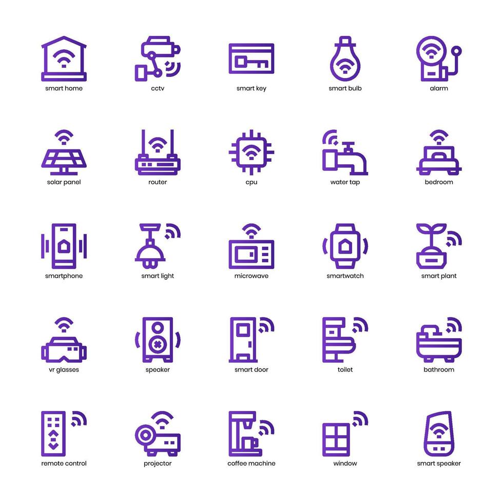 Smart Home Device icon pack for your website, mobile, presentation, and logo design. Smart Home Device icon basic line gradient design. Vector graphics illustration and editable stroke.